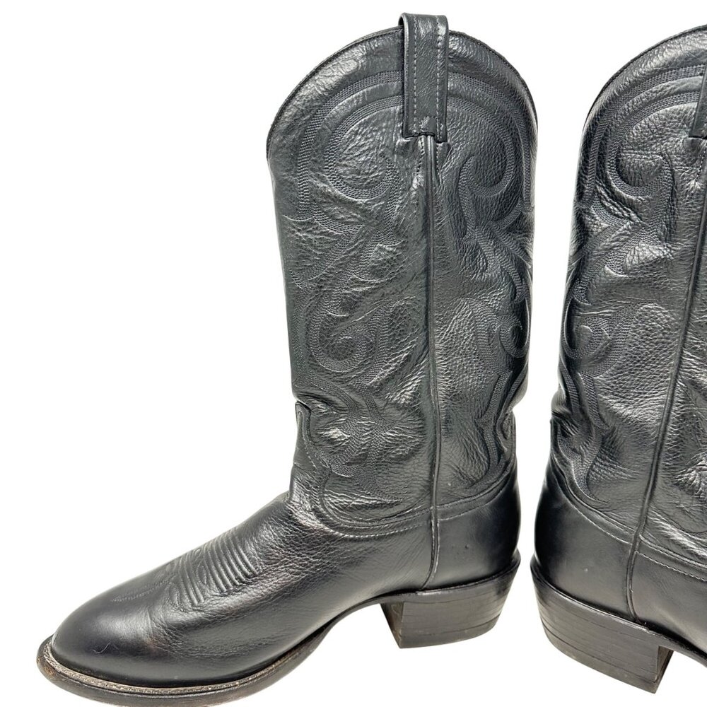 Tony Lama CZ820 Black Leather Western Boots - Men's Size 9 EE - Picture 4 of 10